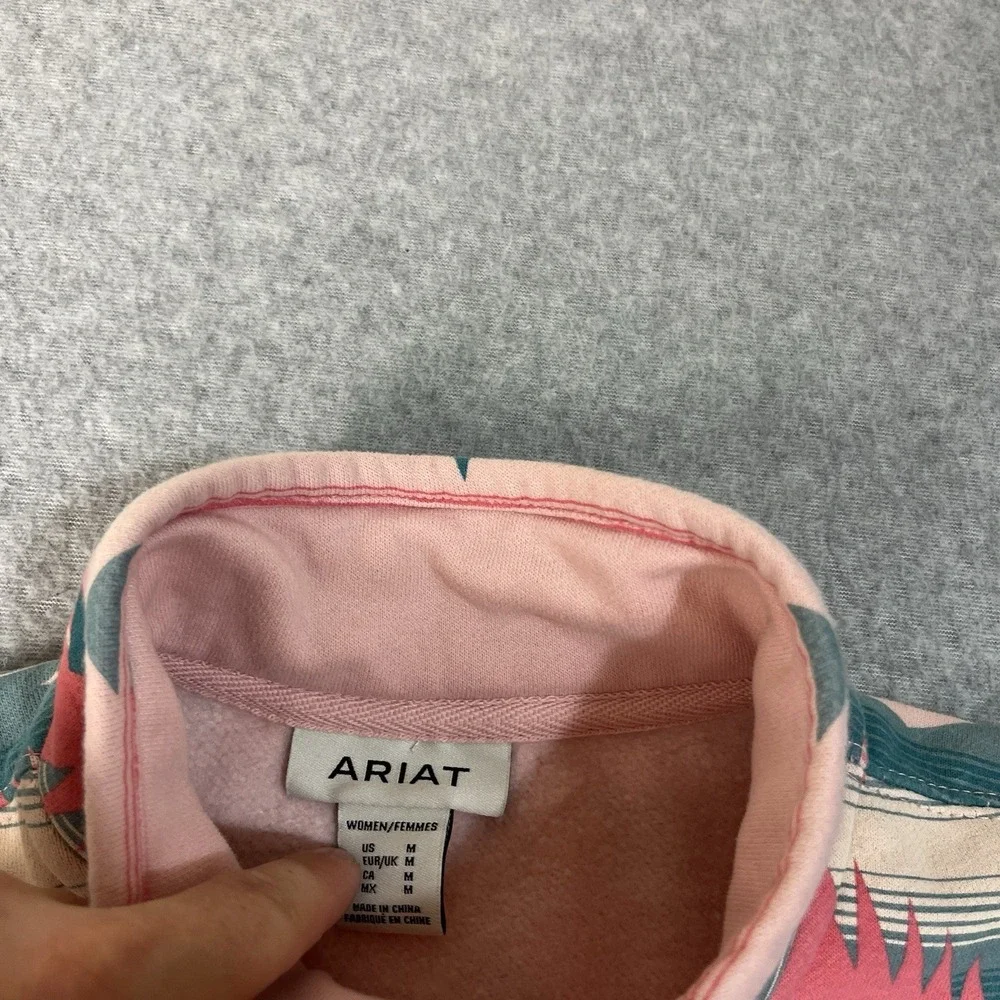 Ariat Sweatshirt Womens Medium Pink Ranger 1/2 Zip Pullover Aztec Southwestern